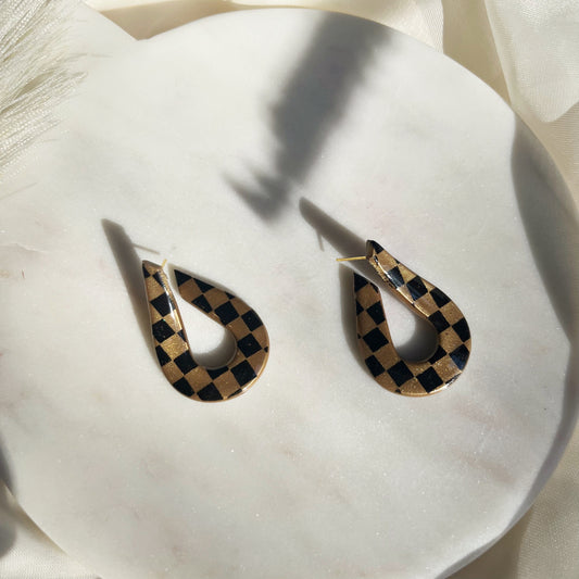 Checkered Twist Statement Studs
