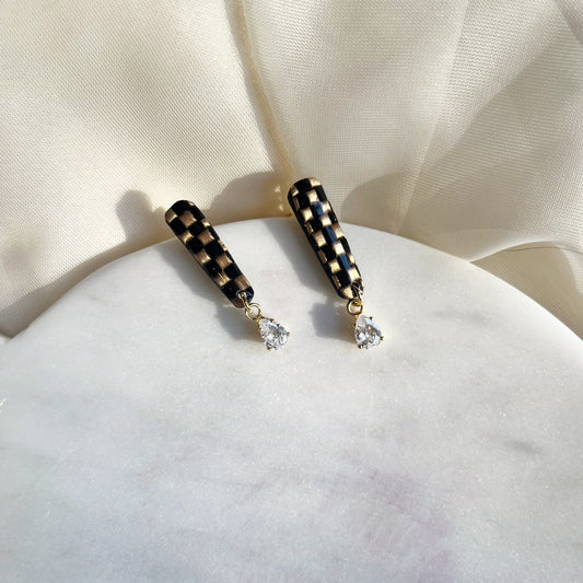 Checkered CZ Drop Studs