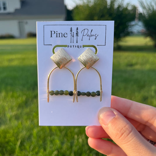 Gold Jade Dangles