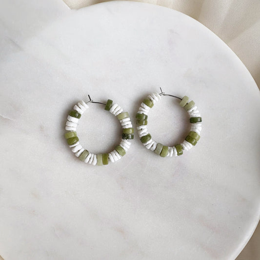 Jade Shell Hoops