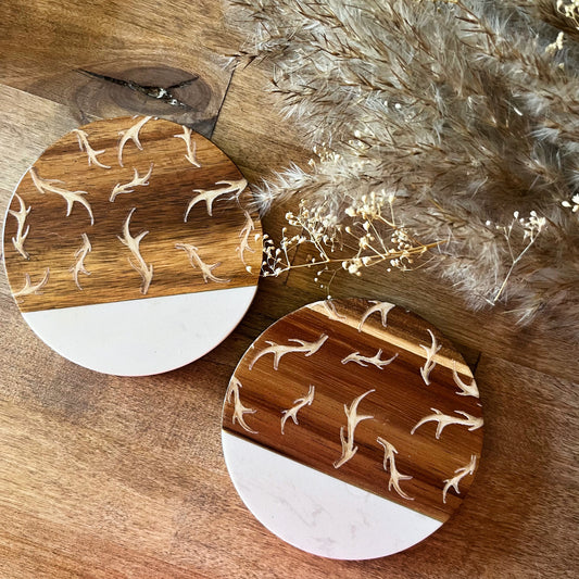 Set of 2 Antler/Shed Table Coasters