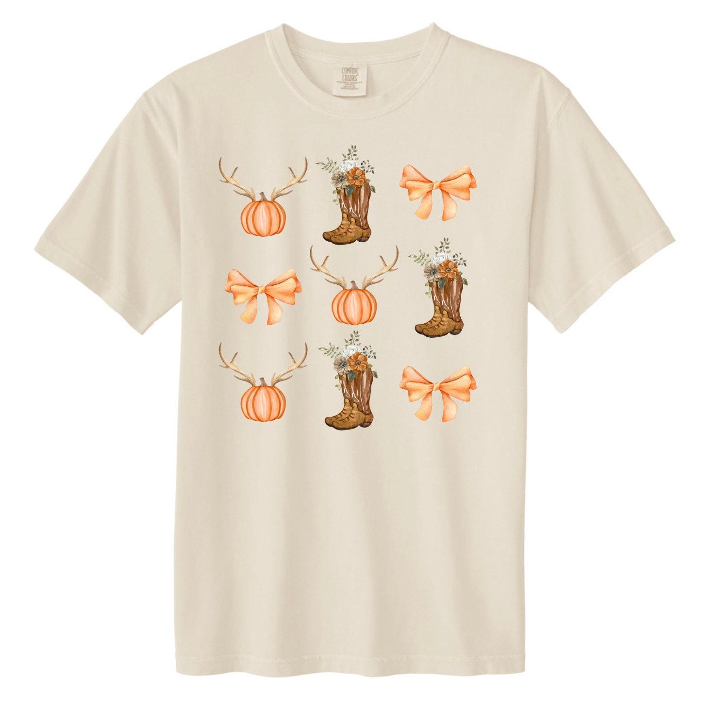 Fall Pumpkin and Cowboy Boot T Shirt