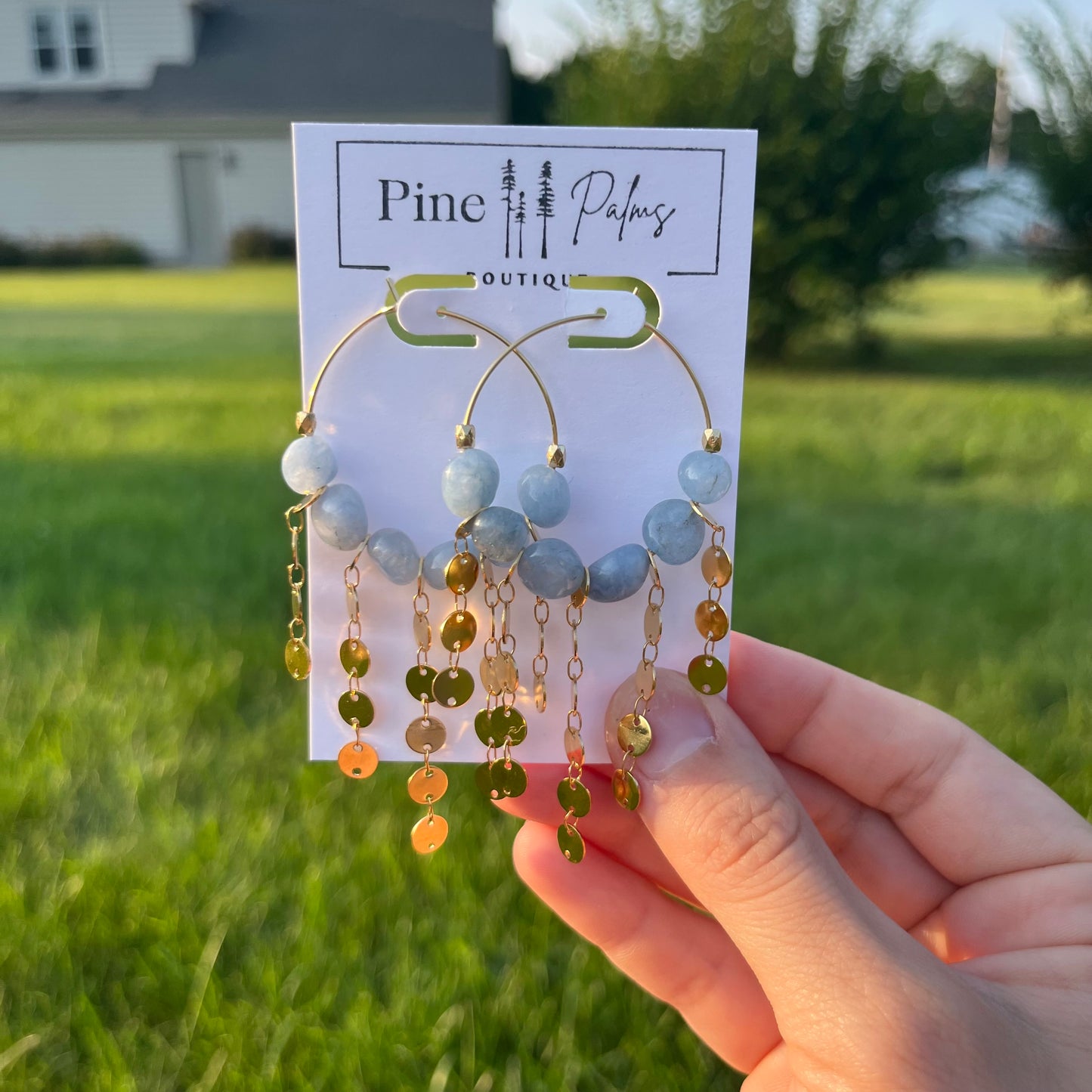 Boho Aquamarine Hoops