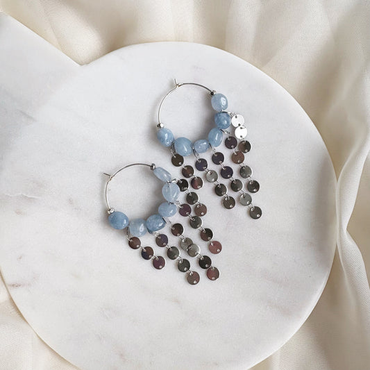 Boho Aquamarine Hoops