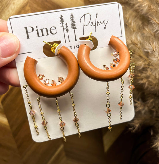 Orange Beaded Clay Hoops