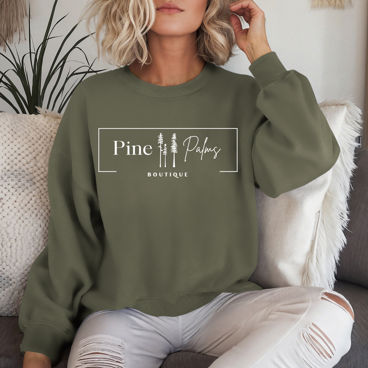 MADE TO ORDER- Pine & Palms Crew Neck Sweatshirt